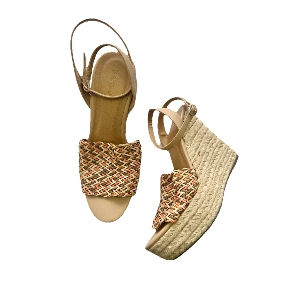 Bamboo Wedge Heels Size 8 Sandals Shoe Accessory Women‎ Clothing
